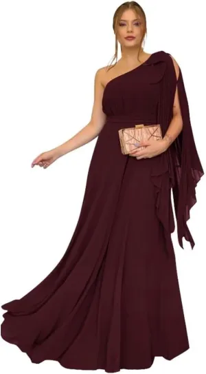 One Shoulder Prom Dresses for Women 2024 Chiffon Evening Dresses for Wedding Guest Cocktail Dresses