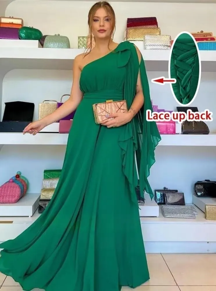 One Shoulder Prom Dresses for Women 2024 Chiffon Evening Dresses for Wedding Guest Cocktail Dresses
