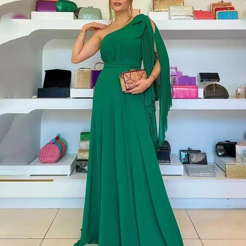 One Shoulder Prom Dresses for Women 2024 Chiffon Evening Dresses for Wedding Guest Cocktail Dresses