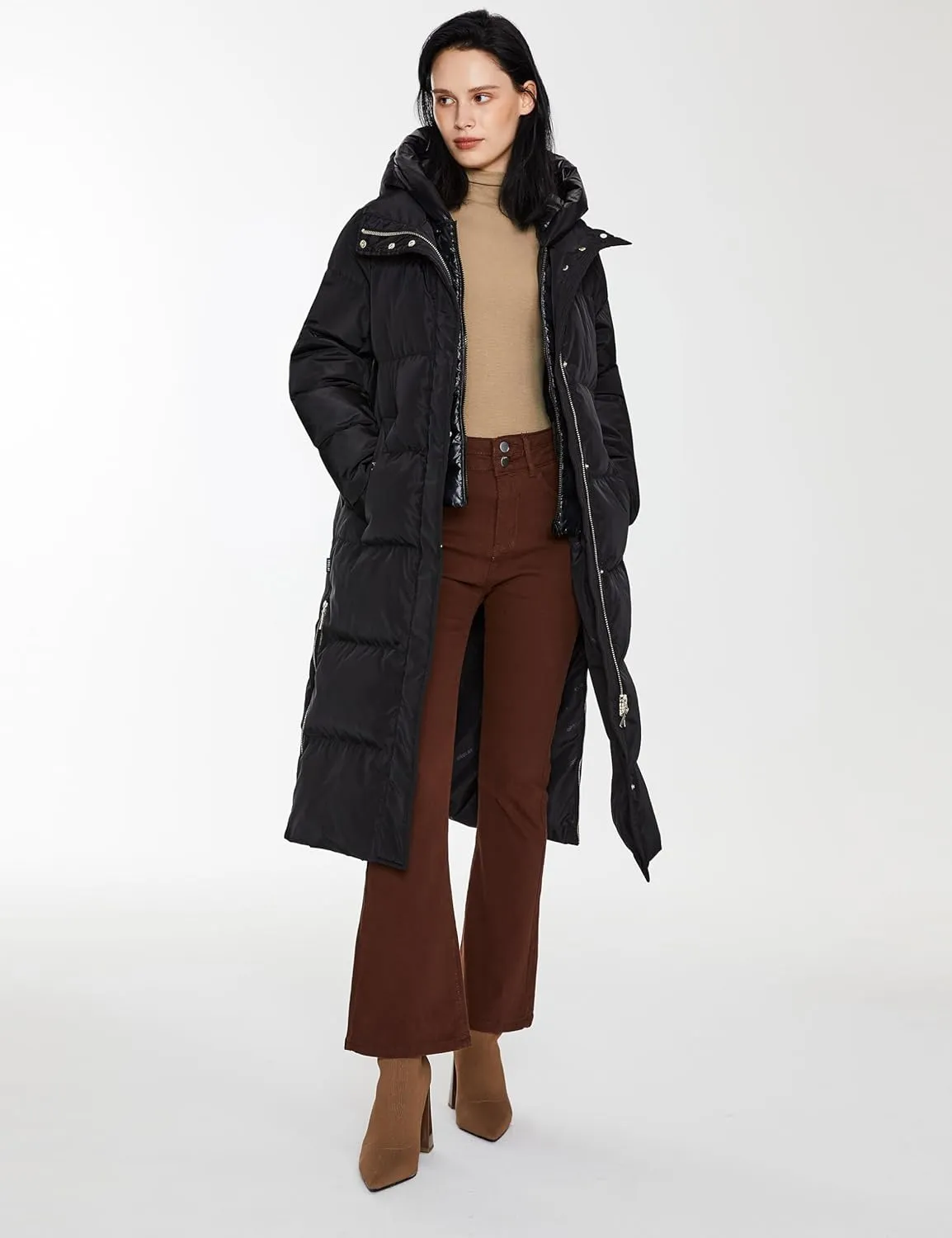 Orolay Women's Long Maxi Puffer Jacket Winter Thicken Down Coat Hooded Quilted Jacket