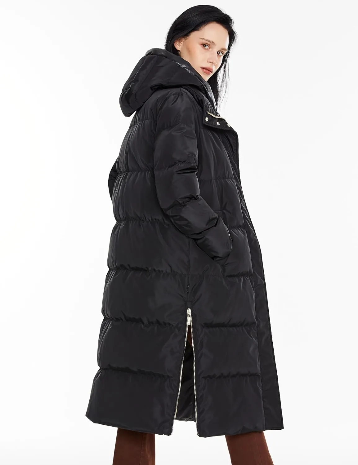 Orolay Women's Long Maxi Puffer Jacket Winter Thicken Down Coat Hooded Quilted Jacket