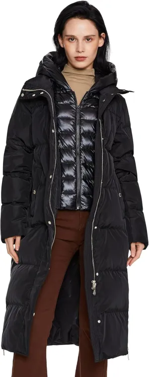Orolay Women's Long Maxi Puffer Jacket Winter Thicken Down Coat Hooded Quilted Jacket
