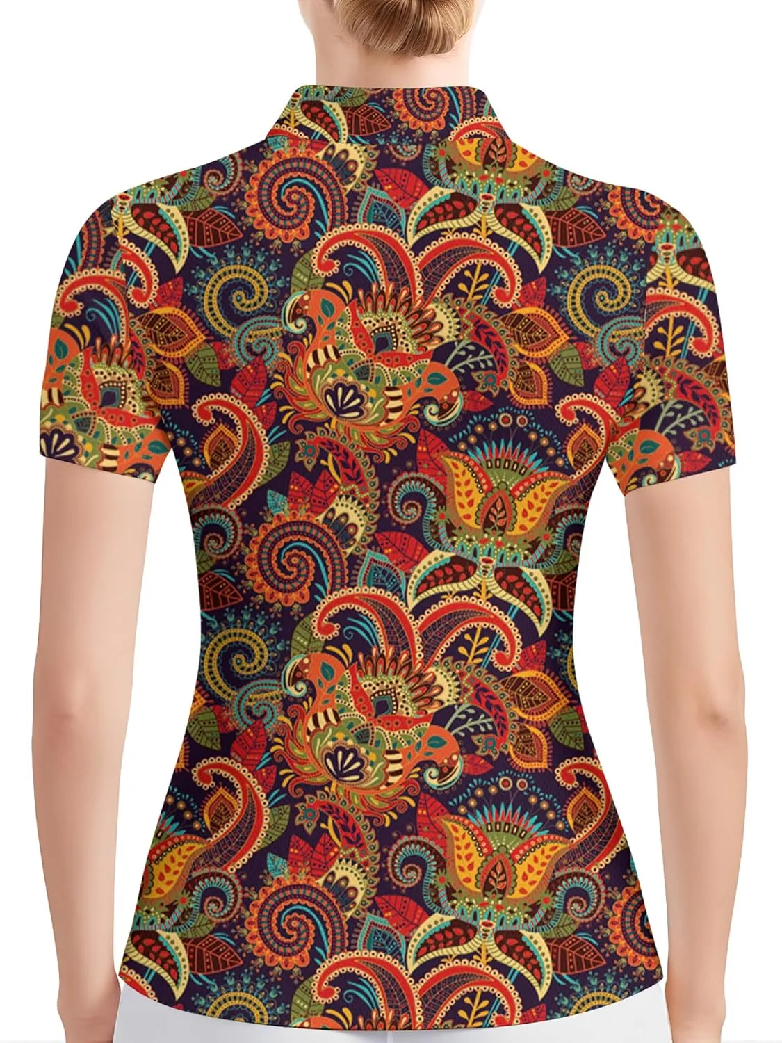 PAGYMO Funny Womens Golf Shirt Crazy Cute Print Moisture Wicking Short Sleeve Polo Shirts for Women
