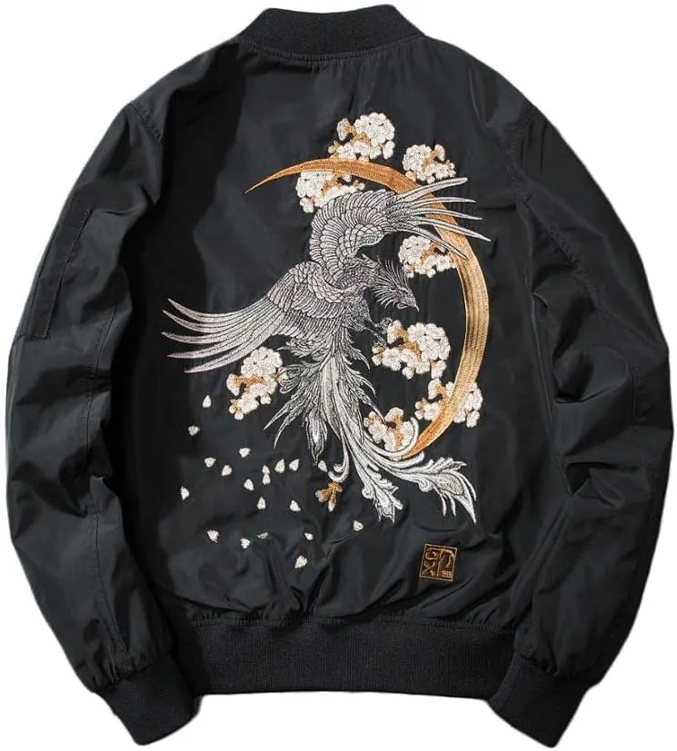 Phoenix Embroidery Spring Winter Jacket Men Ma-1 Pilot Coat Padded Yokosuka Sukajan Baseball Coat Japan Streetwear