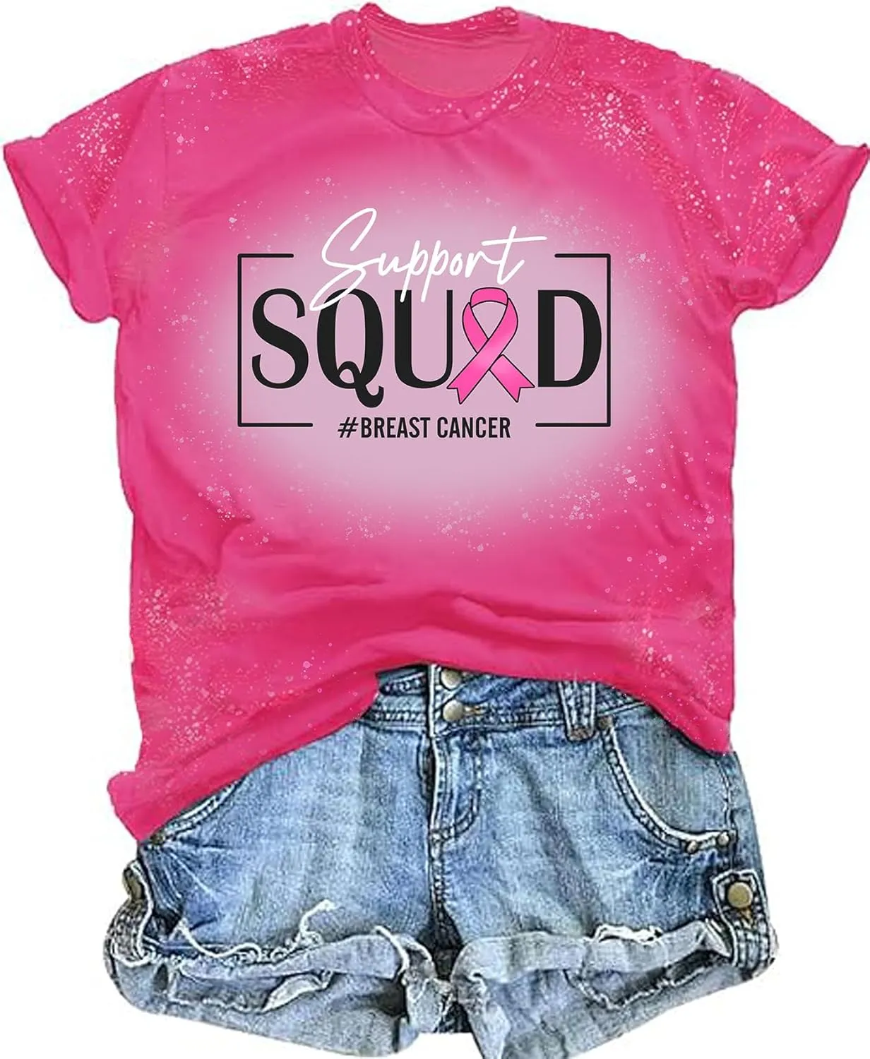 Pink Ribbon Shirts for Women Breast Cancer Awareness Tshirts Ribbon Graphic Print Tee Inspirational Breast Cancer Tops