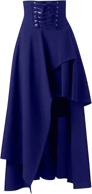 Plaid Skirt for Women, Womens Fashion Loose Fringe Irregular Skirt High Waist Long Skirt