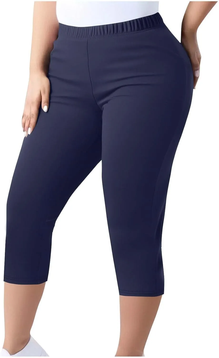 Plus Size Capri Leggings for Women High Waist Tummy Control Stretchy Workout Yoga Pants Casual Summer Capri Pants