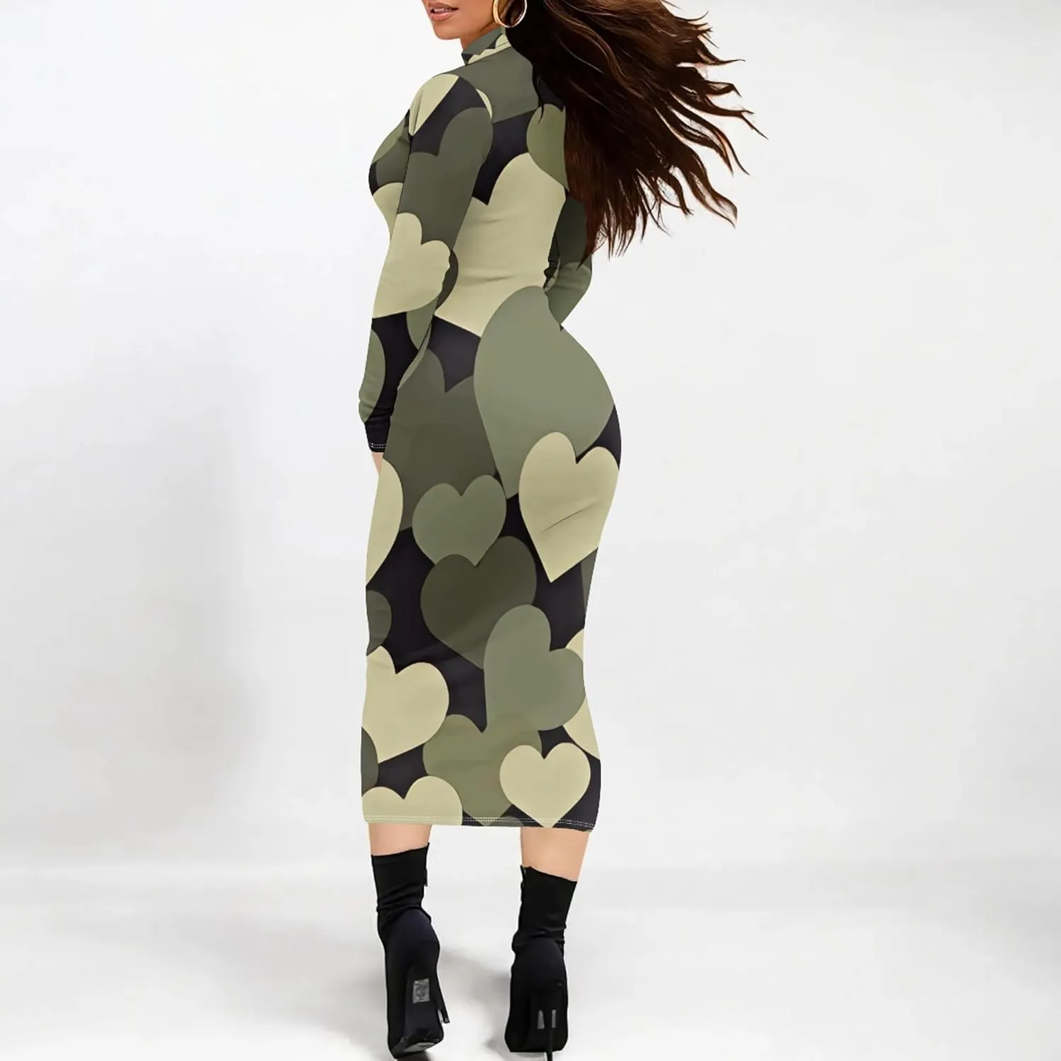 Plus Size Dresses for Curvy Women Sexy Tight Long Sleeve Party Bodycon Midi Dress Casual Elegant Basic Pencil Cocktail Dress