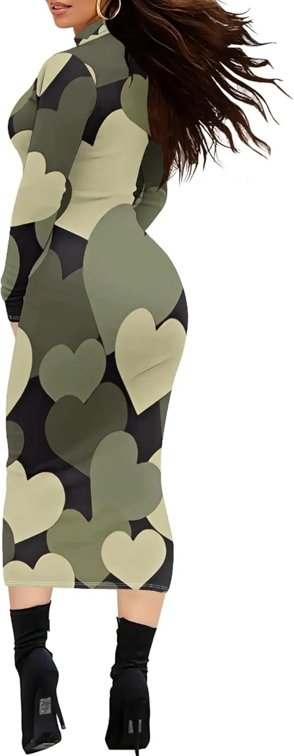 Plus Size Dresses for Curvy Women Sexy Tight Long Sleeve Party Bodycon Midi Dress Casual Elegant Basic Pencil Cocktail Dress