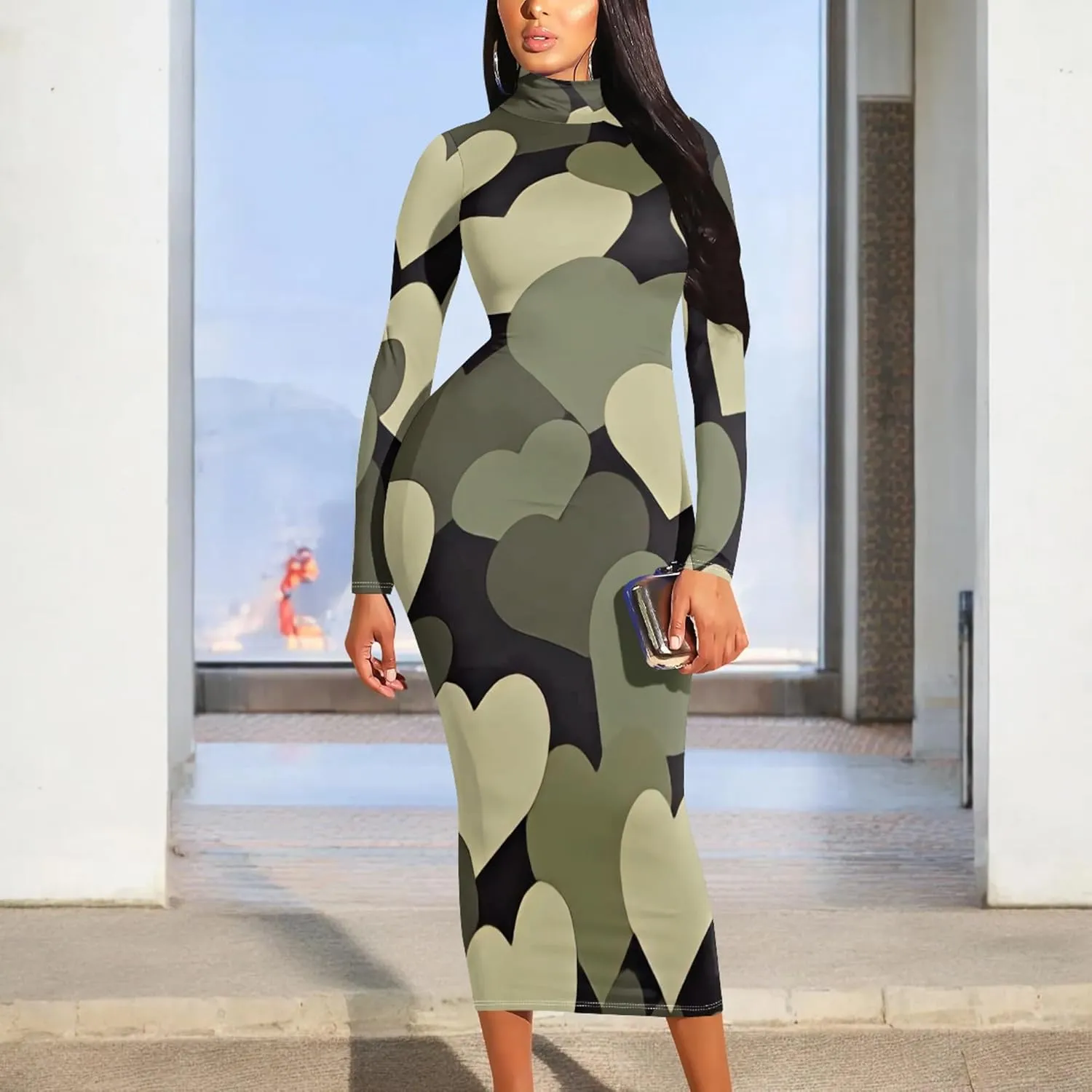 Plus Size Dresses for Curvy Women Sexy Tight Long Sleeve Party Bodycon Midi Dress Casual Elegant Basic Pencil Cocktail Dress