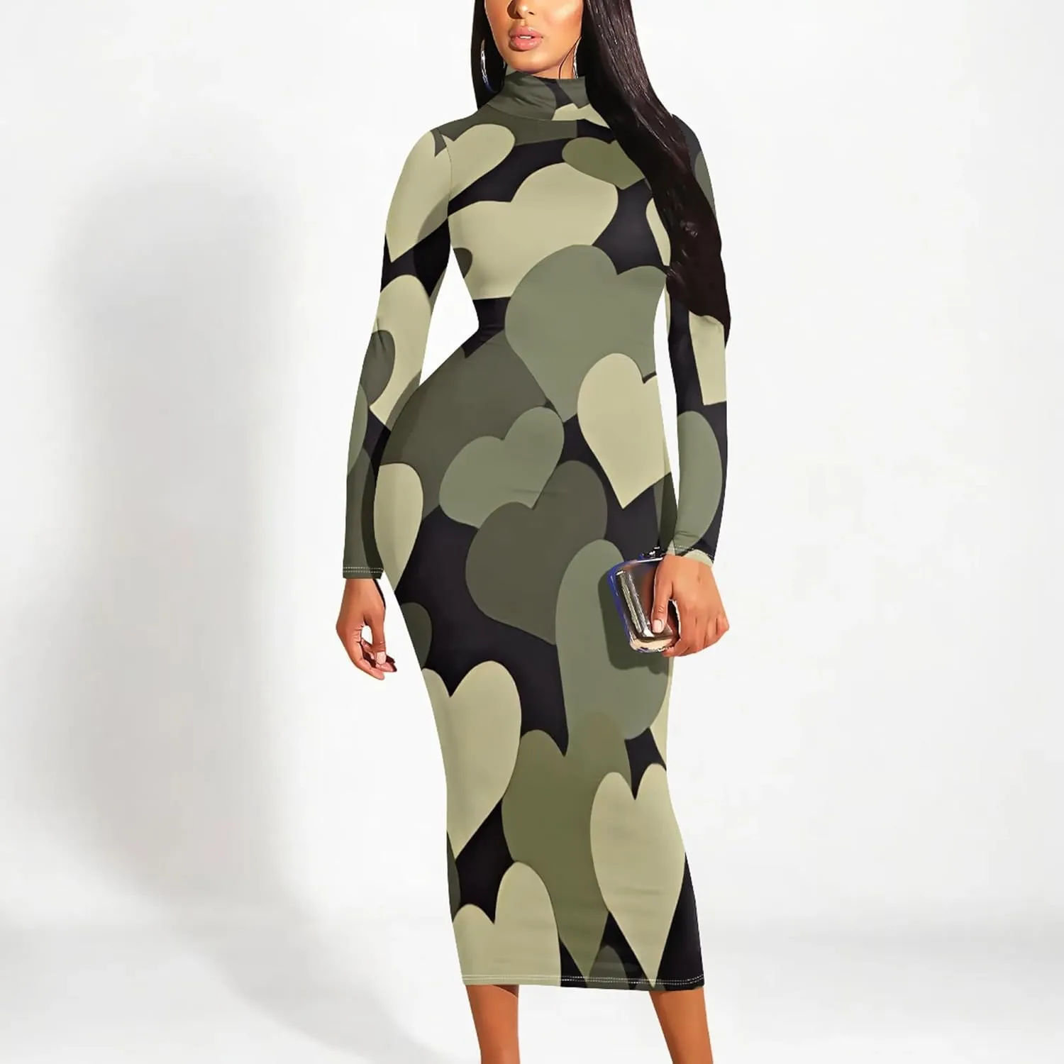 Plus Size Dresses for Curvy Women Sexy Tight Long Sleeve Party Bodycon Midi Dress Casual Elegant Basic Pencil Cocktail Dress