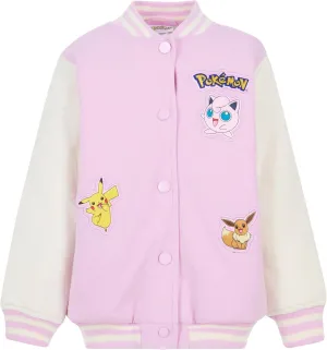 Pokemon Girls French Terry Varsity Bomber Jacket Little Kid to Big Kid Sizes (4-14-16)