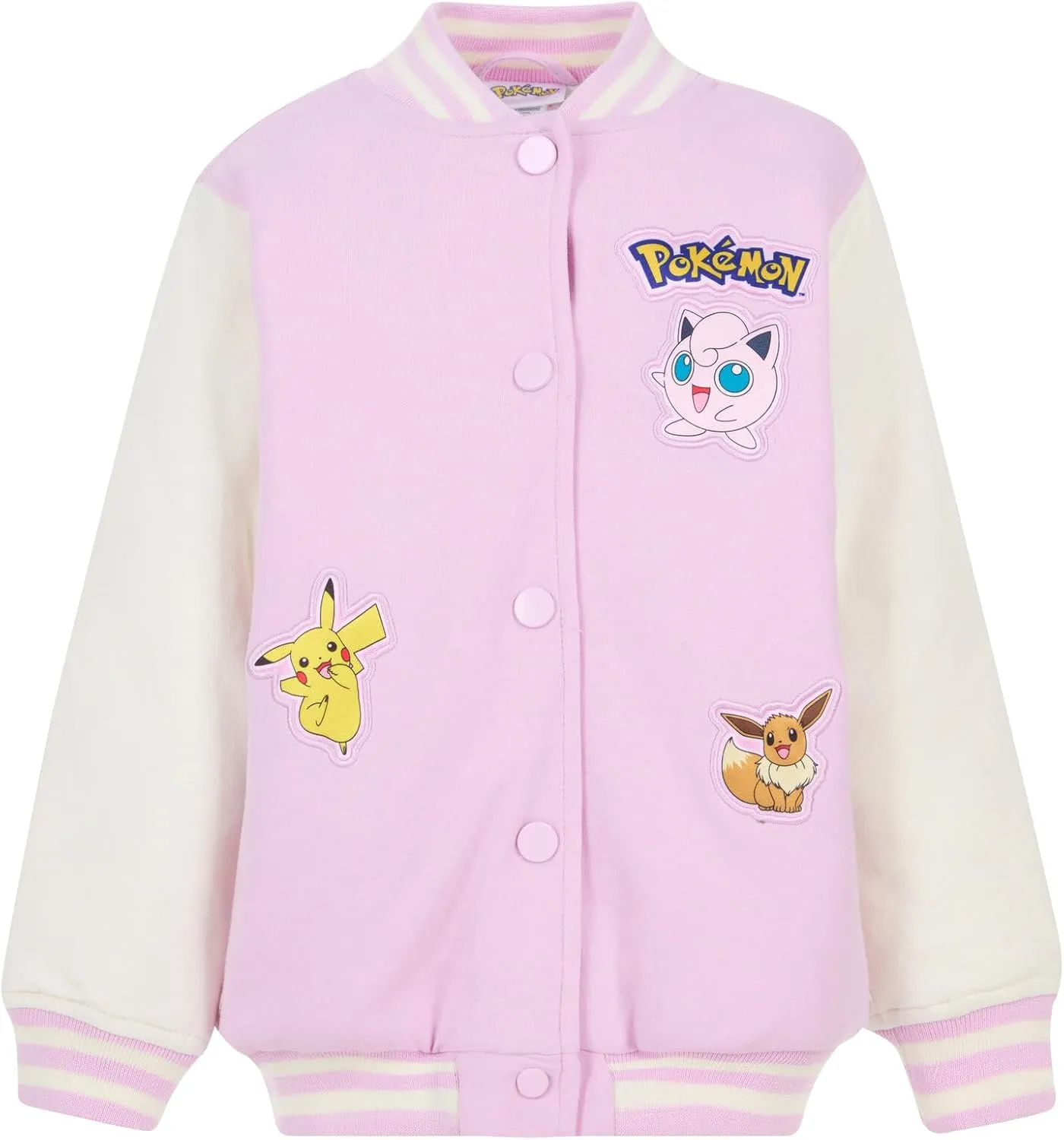 Pokemon Girls French Terry Varsity Bomber Jacket Little Kid to Big Kid Sizes (4-14-16)