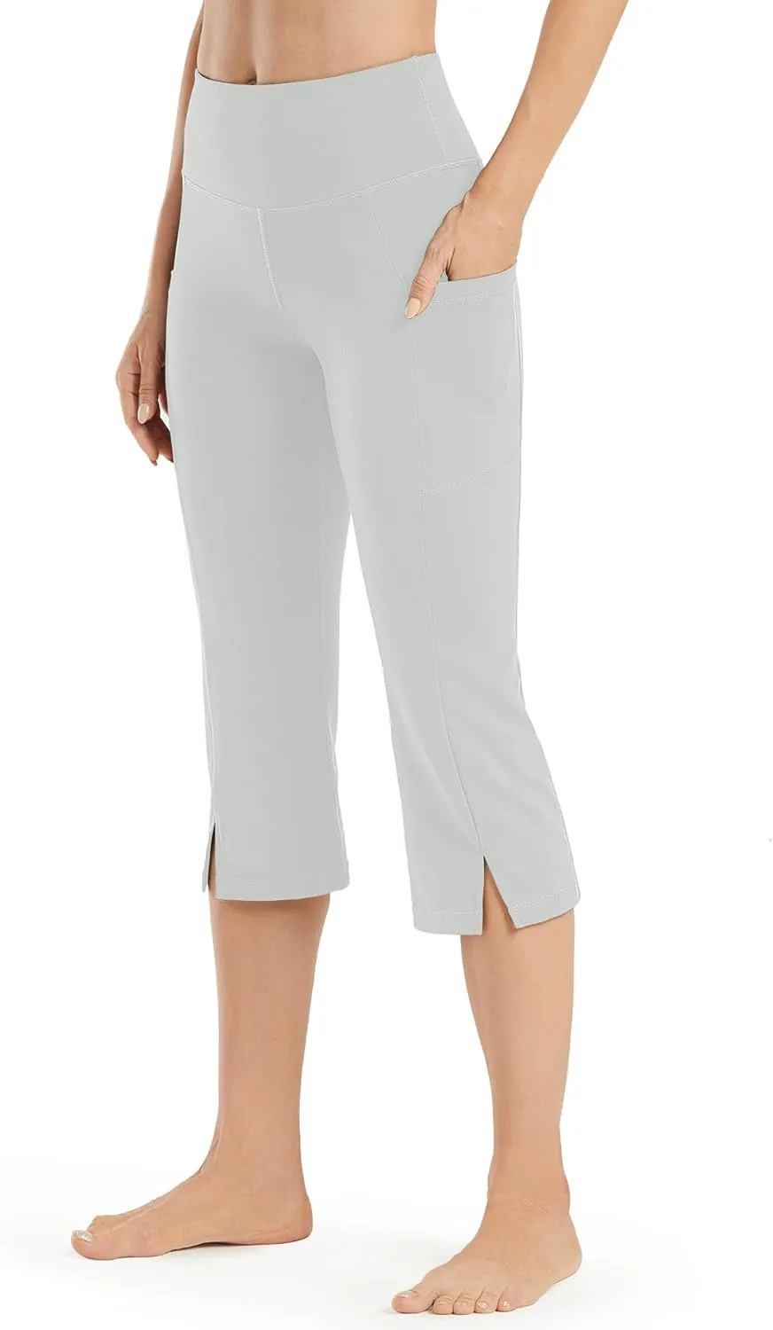 Promover Capri Pants for Women Bootcut Yoga Pants with Pockets High Waisted Flare Leggings Casual Work Pants
