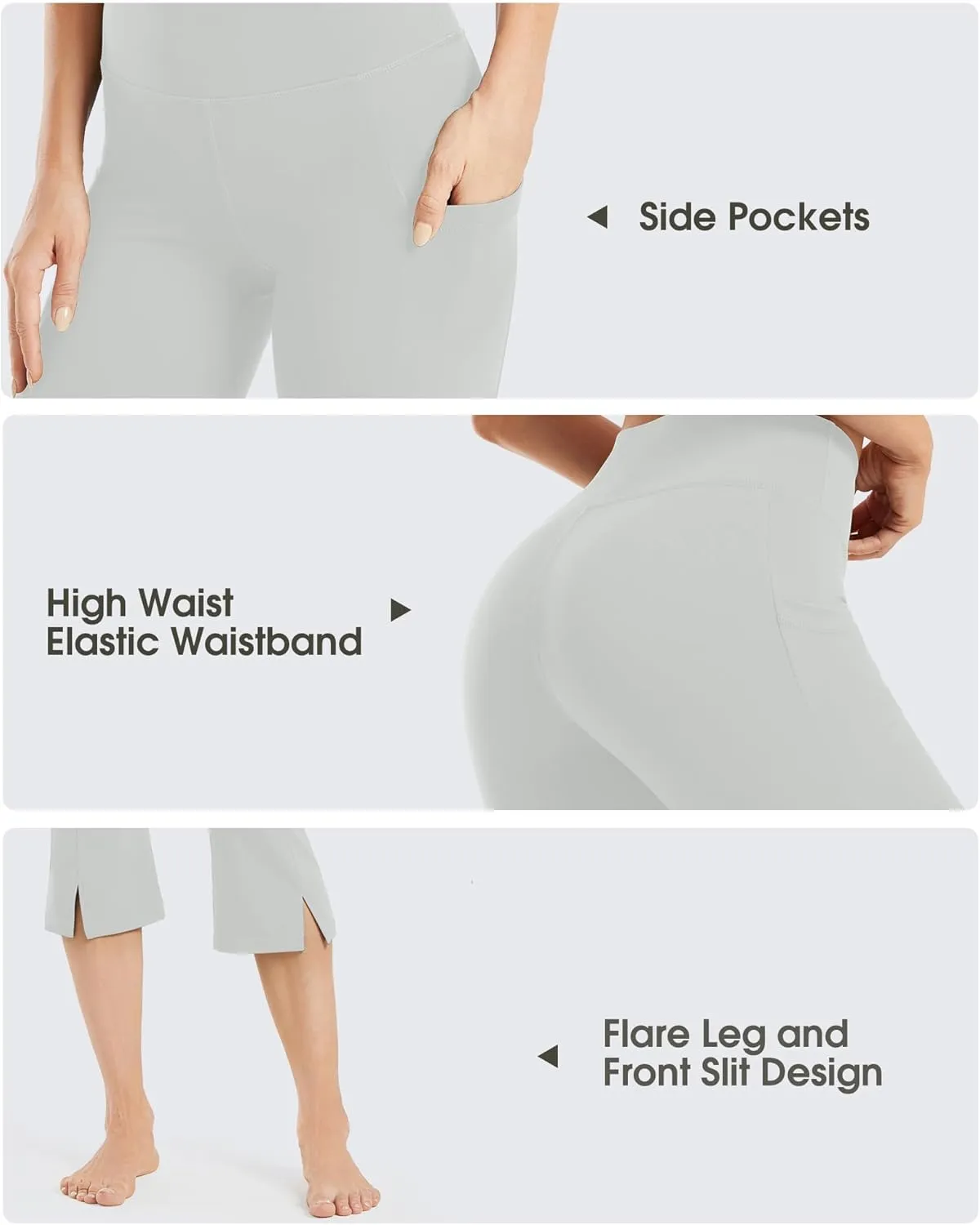 Promover Capri Pants for Women Bootcut Yoga Pants with Pockets High Waisted Flare Leggings Casual Work Pants