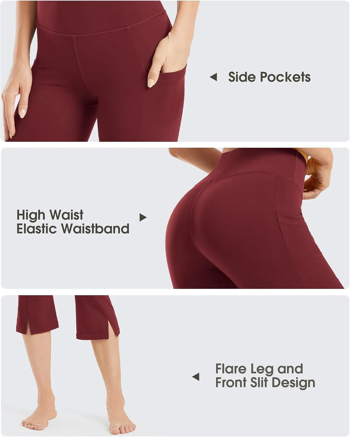 Promover Capri Pants for Women Bootcut Yoga Pants with Pockets High Waisted Flare Leggings Casual Work Pants