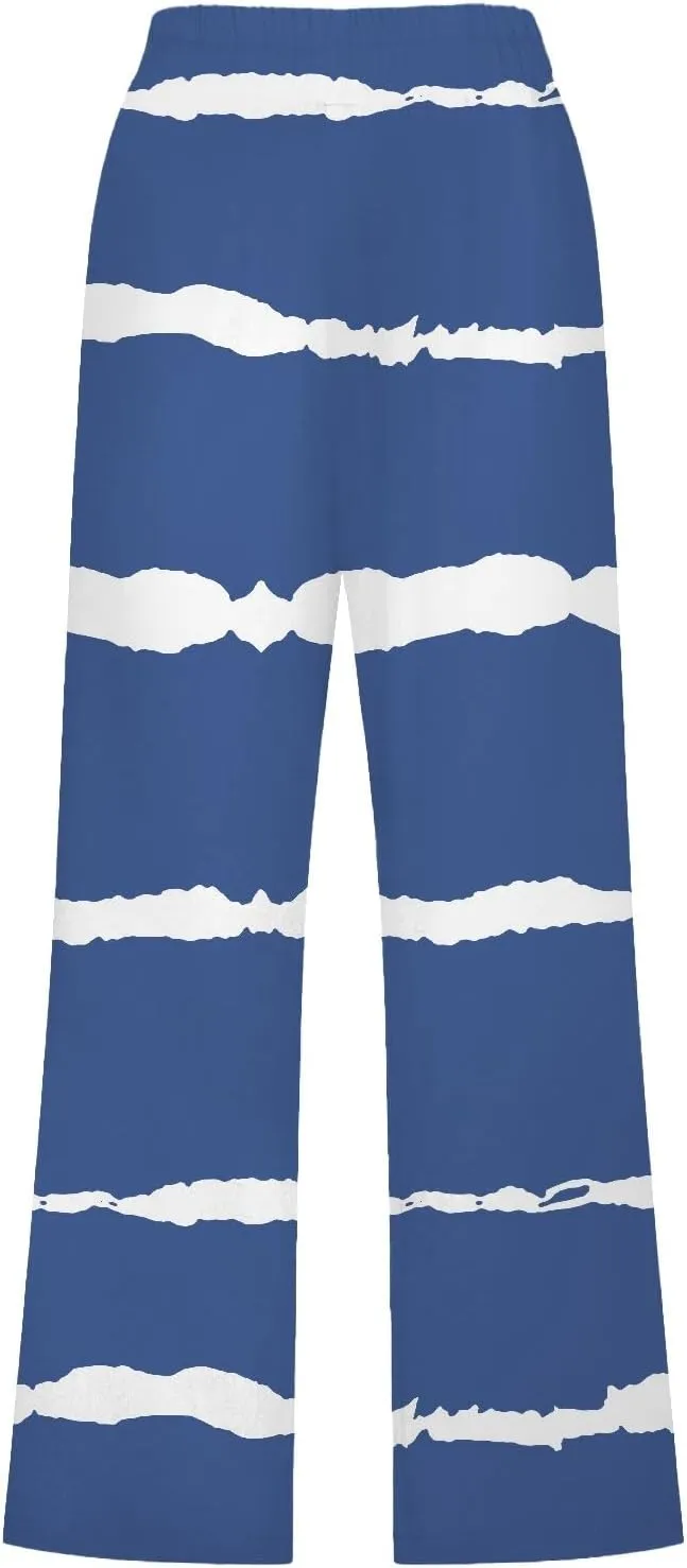 PTOLOCIF Linen Pants for Women Straight Leg Pant Elastic Drawstring Casual Trousers with Pockets Summer Beach Lounge Pants