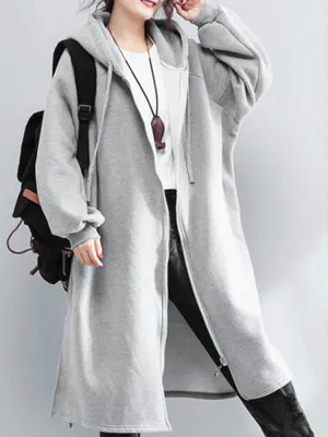 Pure Color Sweatshirt Coats