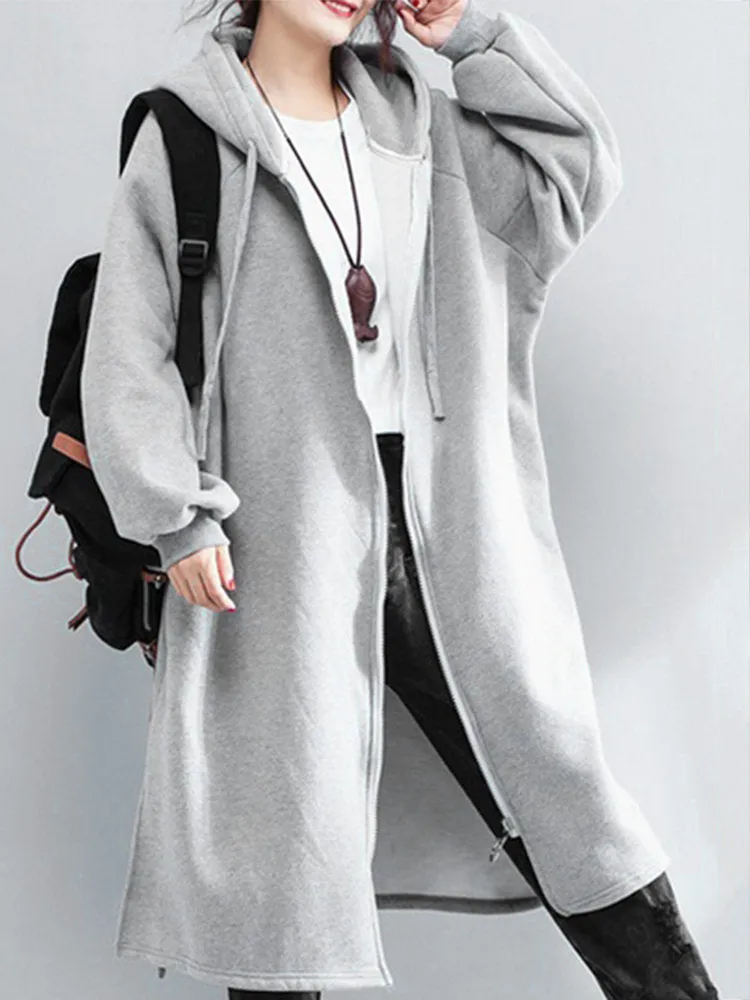 Pure Color Sweatshirt Coats