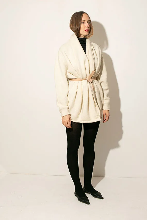 Raw White Taper Cardigan