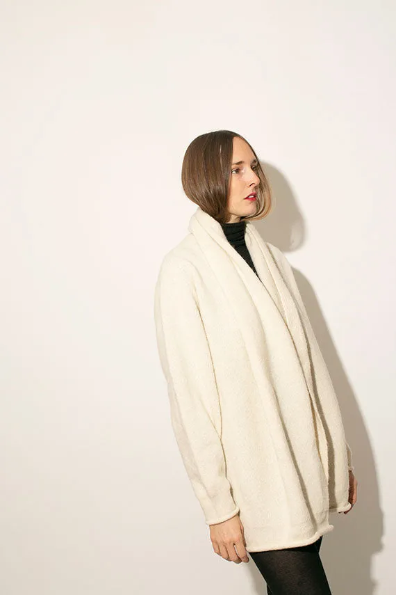 Raw White Taper Cardigan