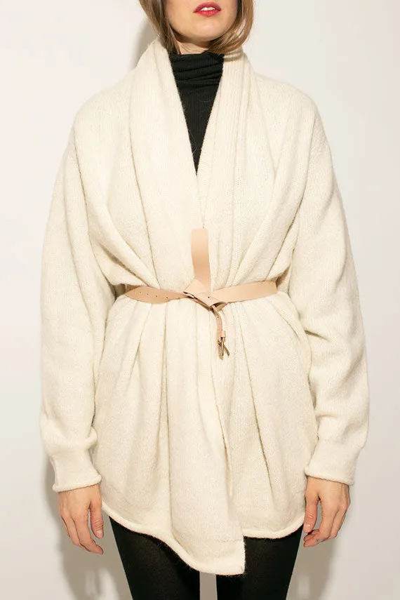 Raw White Taper Cardigan