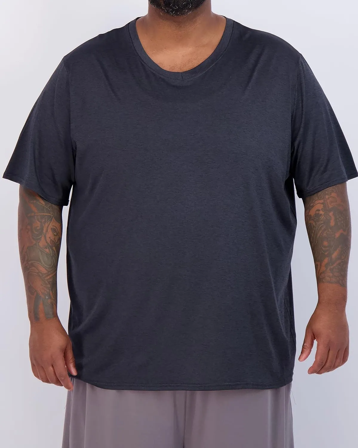Real Essentials 3 Pack: Mens Big & Tall V-Neck Short-Sleeve Tech Stretch Dry-Fit T-Shirt (3X Tall-5X Tall)