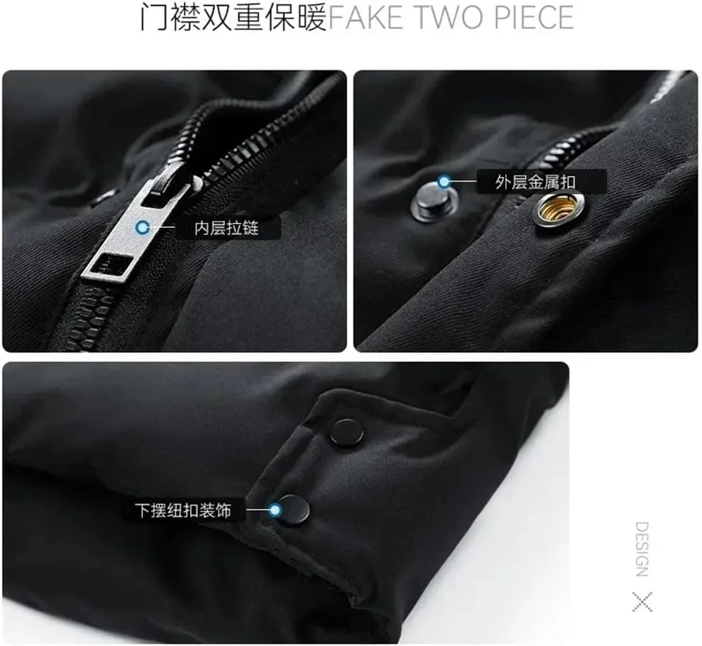 REHJJDFD Men Casual Down Cotton Coat Padded Jacket For Students Men Cotton Coat Jacket Men Solid Down Jacket