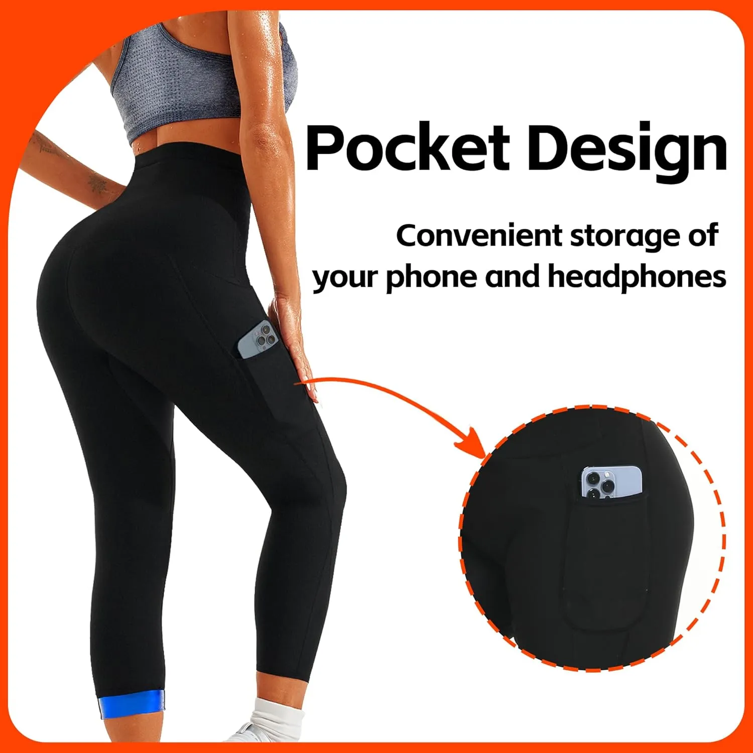 Sauna Pants for Women Sweat Sauna Leggings High Waist Compression Slimming Pants Workout Hot Thermo Pants with Pocket