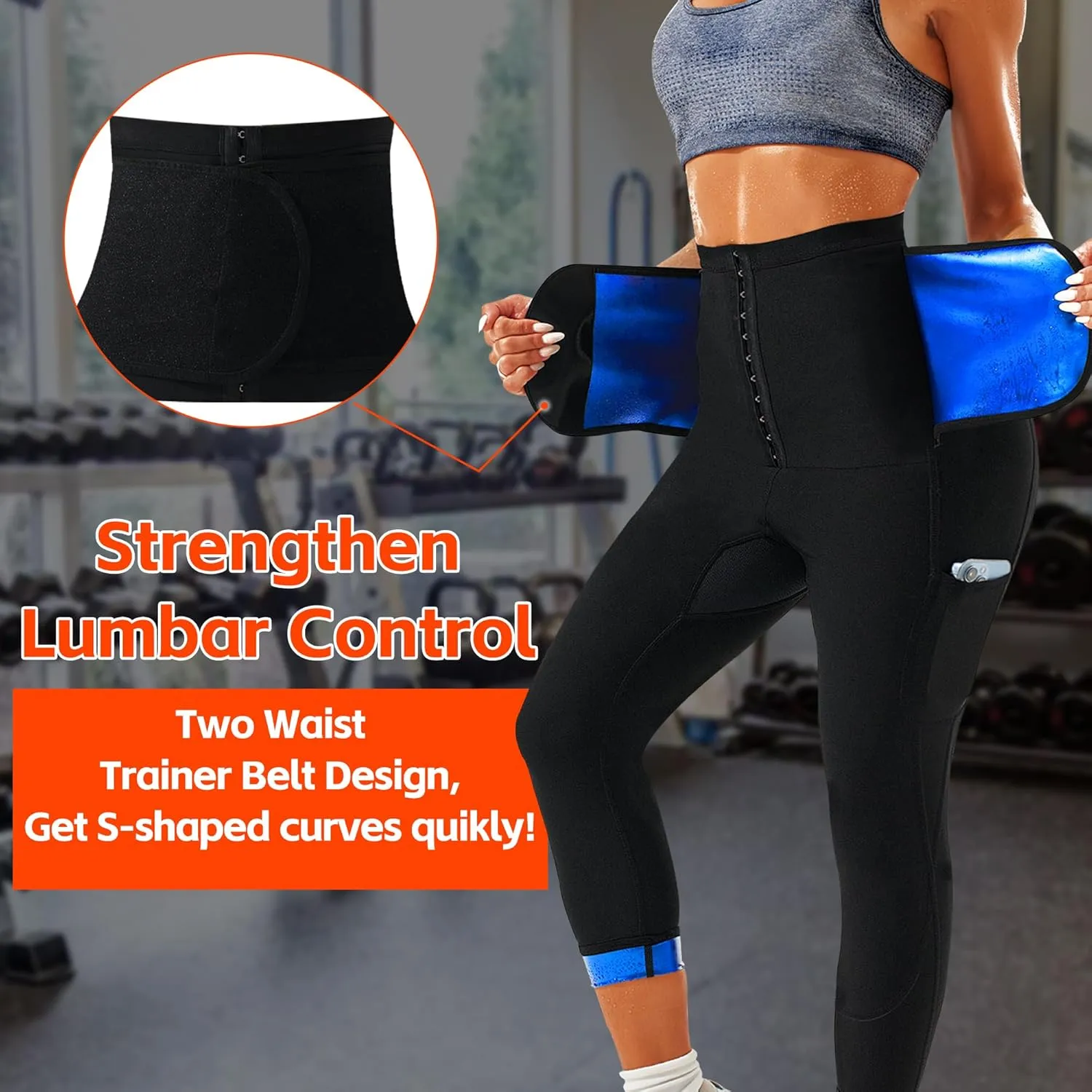 Sauna Pants for Women Sweat Sauna Leggings High Waist Compression Slimming Pants Workout Hot Thermo Pants with Pocket