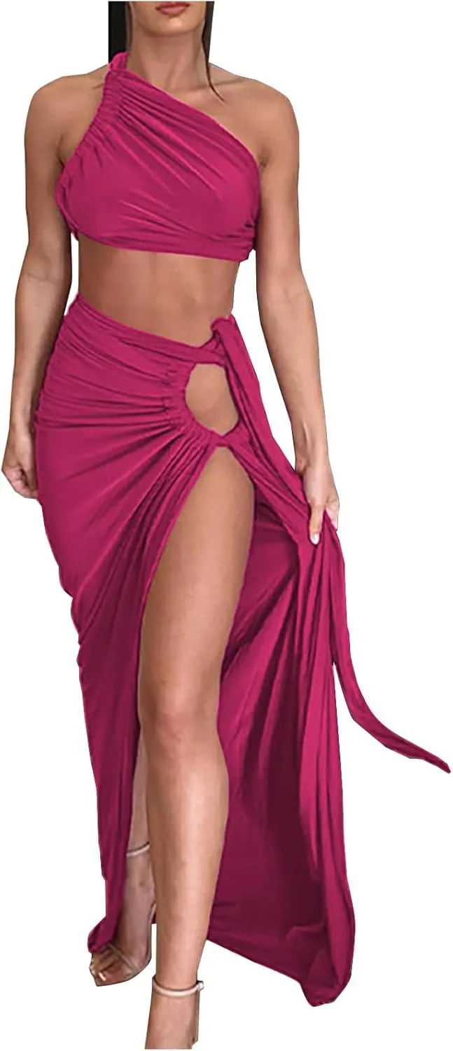 Sexy Cutout Maxi Dress, Ruched Backless, Summer Vacation Outfits for Women, Bodycon Cocktail Slit Cut Out Open Back