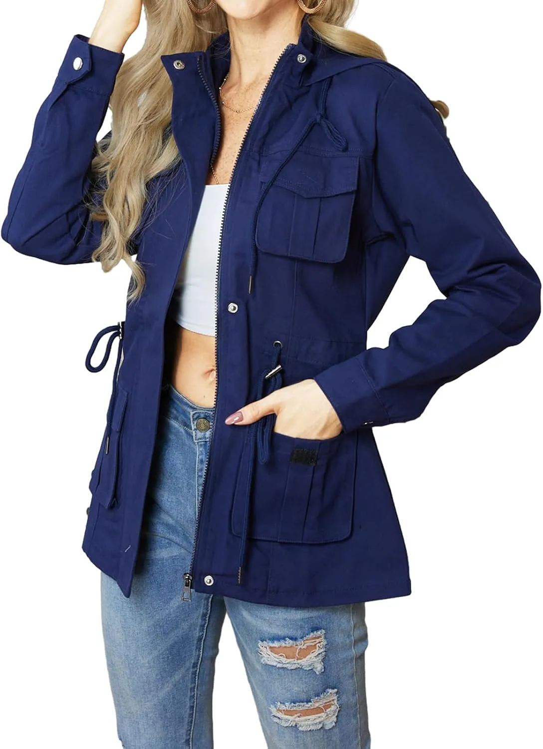 sexycherry Casual Jackets for Women Long Sleeve Lightweight Outwear Bomber Coats with Pockets