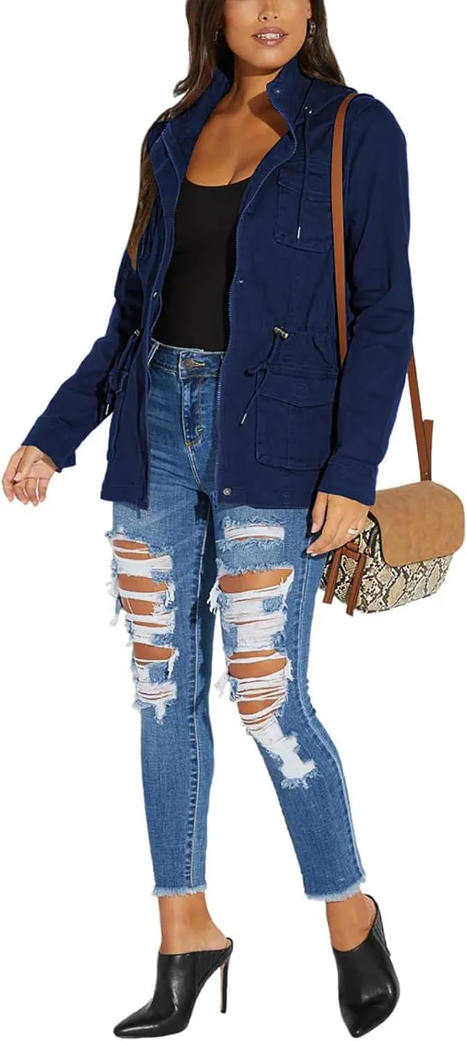 sexycherry Casual Jackets for Women Long Sleeve Lightweight Outwear Bomber Coats with Pockets