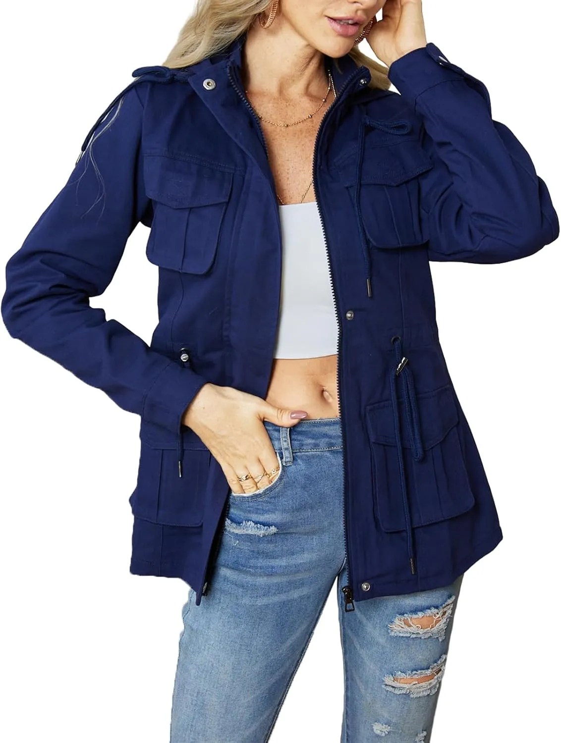 sexycherry Casual Jackets for Women Long Sleeve Lightweight Outwear Bomber Coats with Pockets
