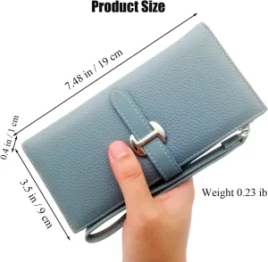 Slim Thin Women Wallet PU Leather Card Holder, Large Capacity Bi-fold Long Purse with Zipper Pocket, Birthday Valentine's Day Gift for Mom Wife Aunt Girls Ladies