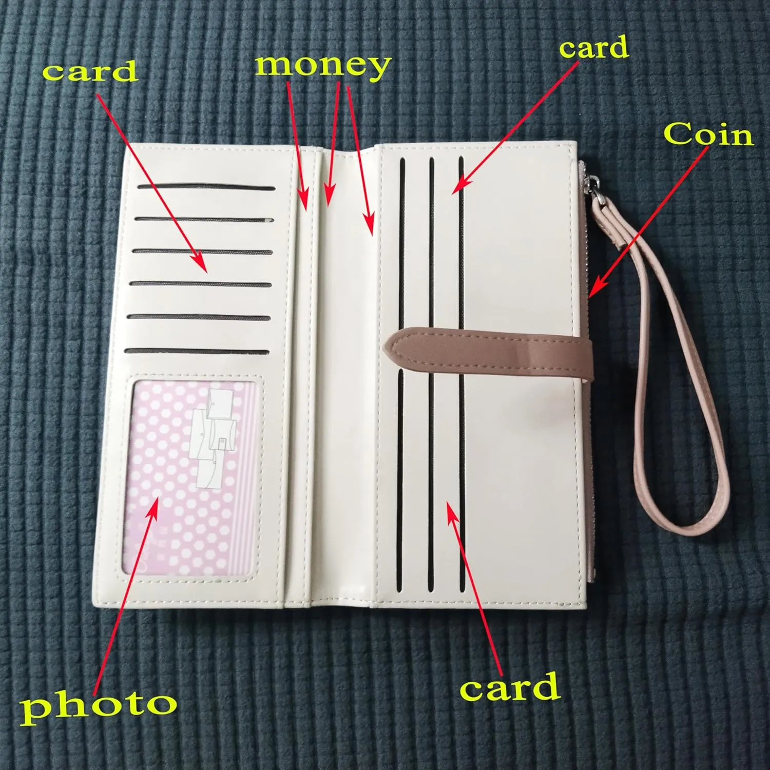 Slim Thin Women Wallet PU Leather Card Holder, Large Capacity Bi-fold Long Purse with Zipper Pocket, Birthday Valentine's Day Gift for Mom Wife Aunt Girls Ladies