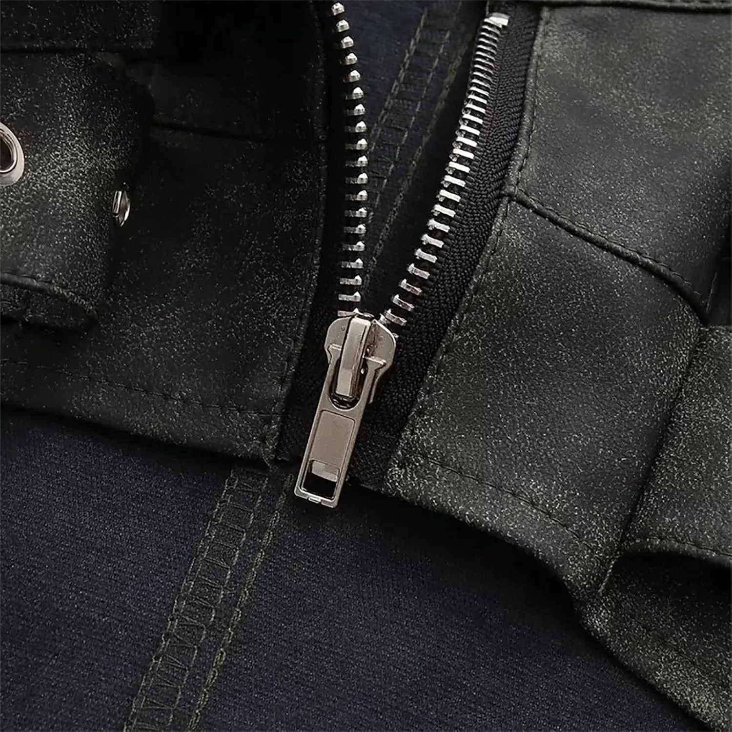 Spring Autumn Leather Jacket Women Ultra Short O-Neck Long Sleeve Zip-up Slim Biker Top Vintage Metal Button Streetwear