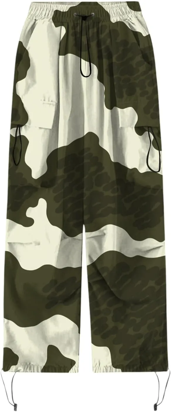 Straight Leg Pants Winter Bright Beach Palazzo with Pockets Barrel Pants Elastic Waist