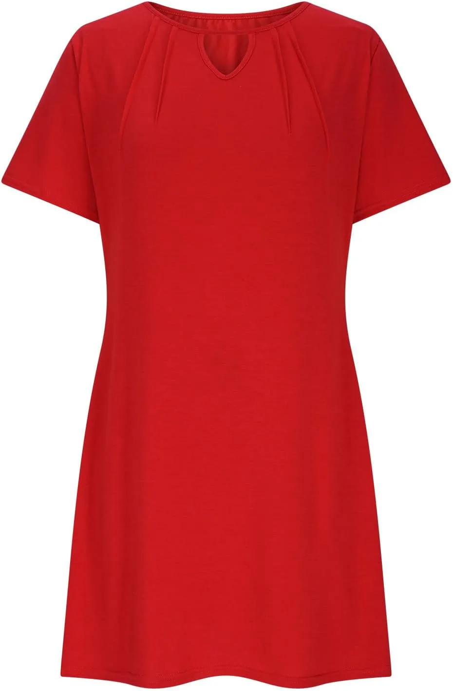 Summer Dresses for Women 2025 Summer Casual Round Neck Keyhole Short Sleeve Mini Dress Beach A Line T-Shirt Dress