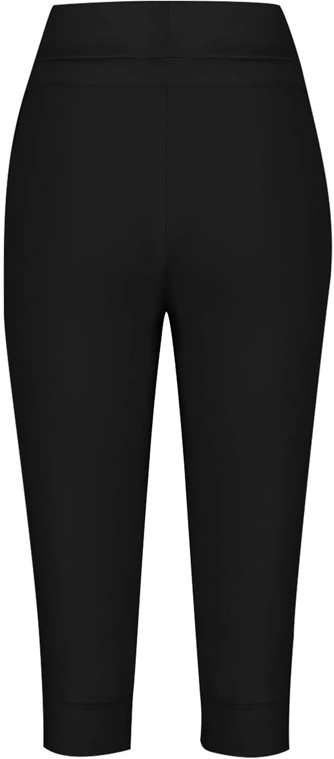 Summer Joggers for Women Casual Drawstring Low Waist Tapered Pants Stretch Slim Leg Capri Pants for Running