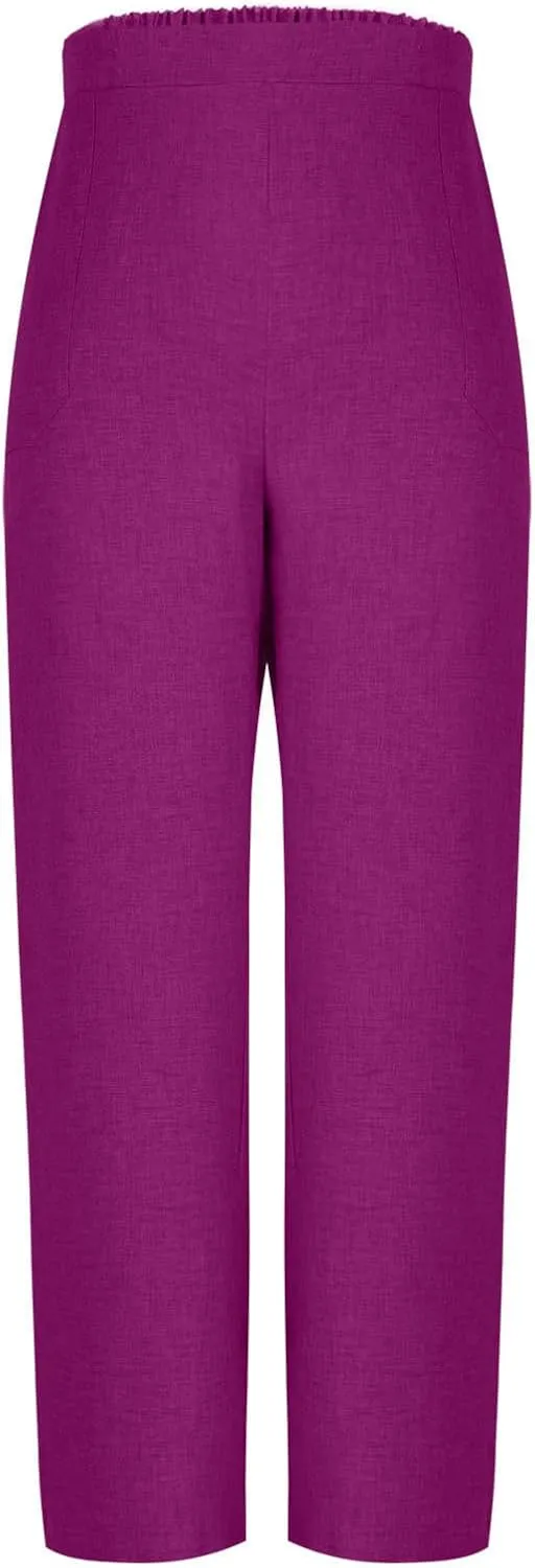Summer Pants for Women Dressy Linen Pants Women Summer High Waisted Wide Leg Linen Pants Trousers with Pockets
