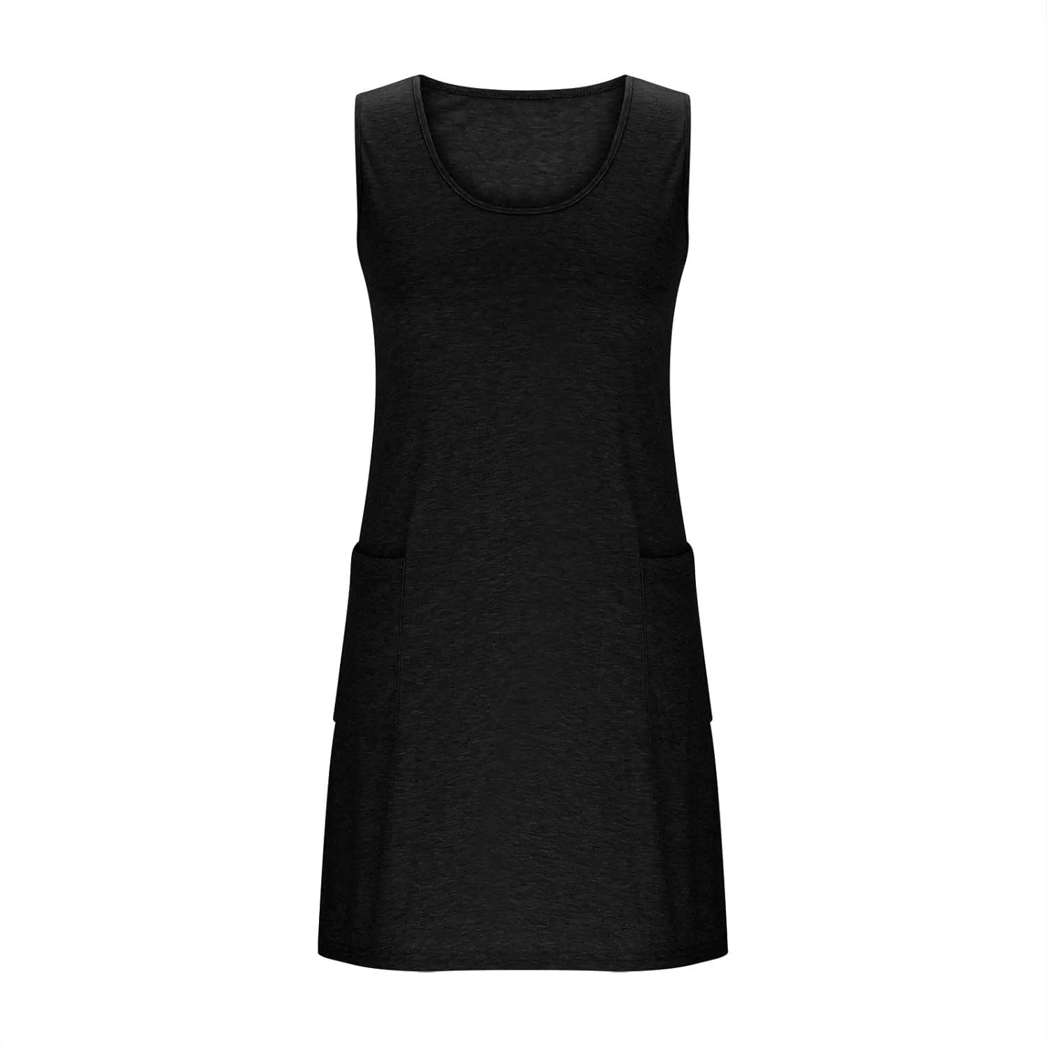 Sundresses for Women 2025 Casual Crew Neck Sleeveless Tank Dresses Solid Color Mini Dress with Pockets