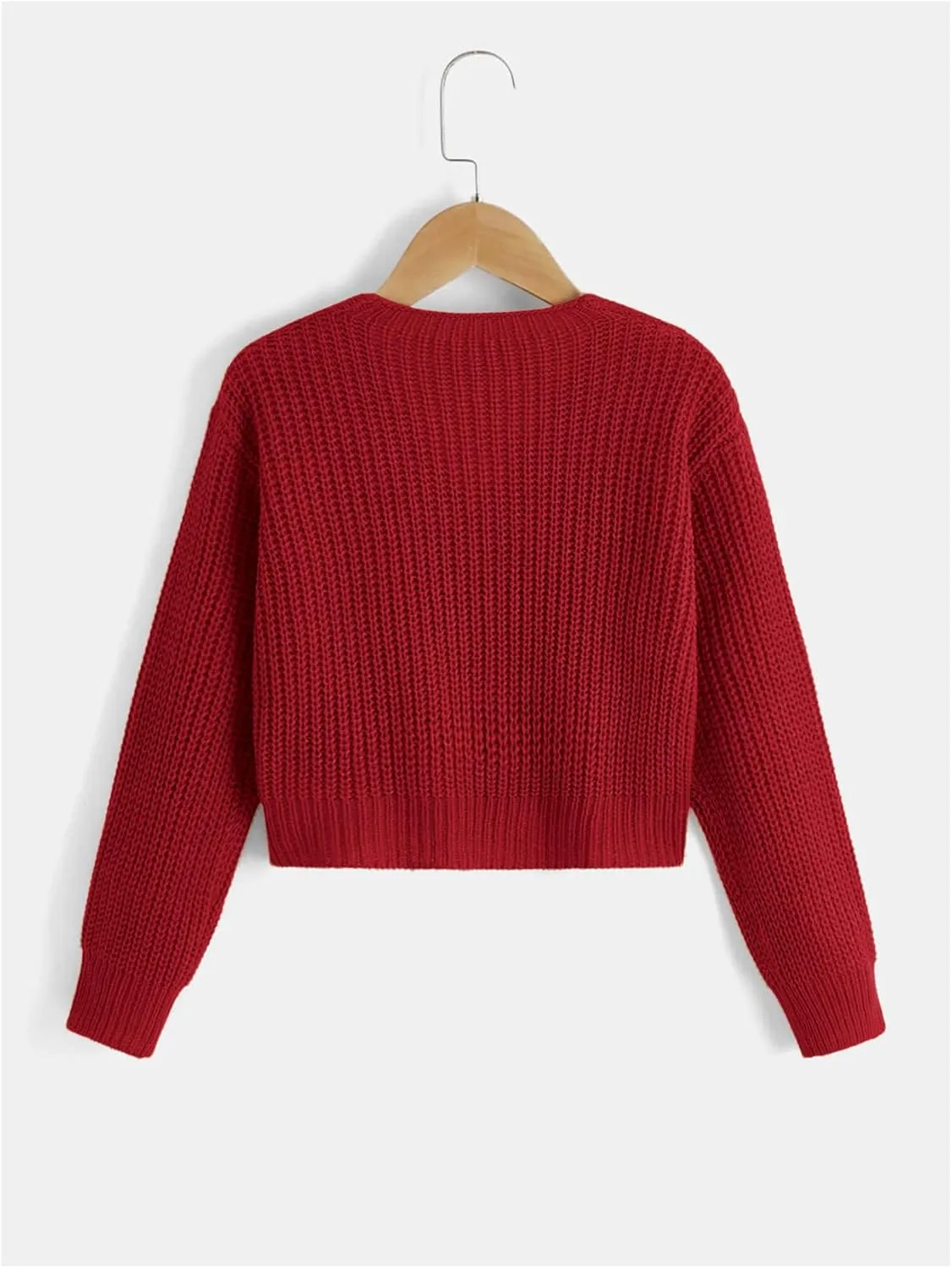 SweatyRocks Girl's Long Sleeve Drop Shoulder V Neck Button Front Ribbed Knit Cardigan Sweaters