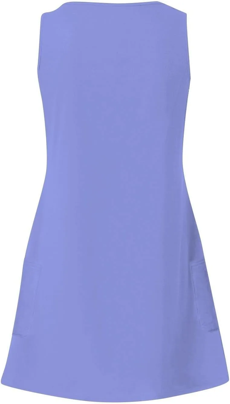Tank Dresses with Pockets for Women Beach Boho V Neck Sleeveless Tshirt Dress Casual Loose Flowy Solid Travel Sundress