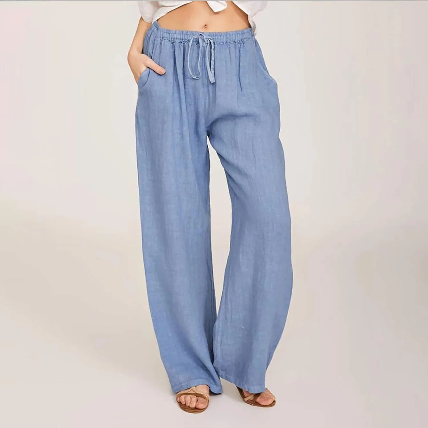 TARIENDY Plus Size Wide Leg Pants for Women Trendy Summer Workout Trousers Lightweight Yoga Sweatpants Casual Pants