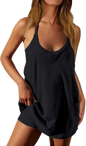 Tennis Dresses for Women Women's Summer Sleeveless Athletic Dress Spaghetti Strap Short Flapper Dresses with Pockets