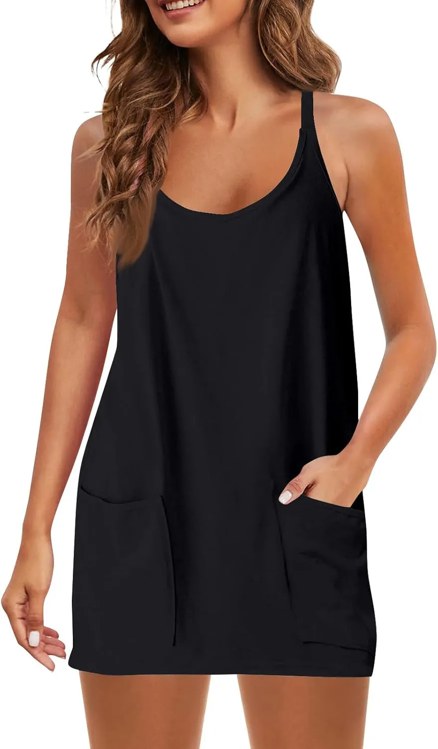 Tennis Dresses for Women Women's Summer Sleeveless Athletic Dress Spaghetti Strap Short Flapper Dresses with Pockets