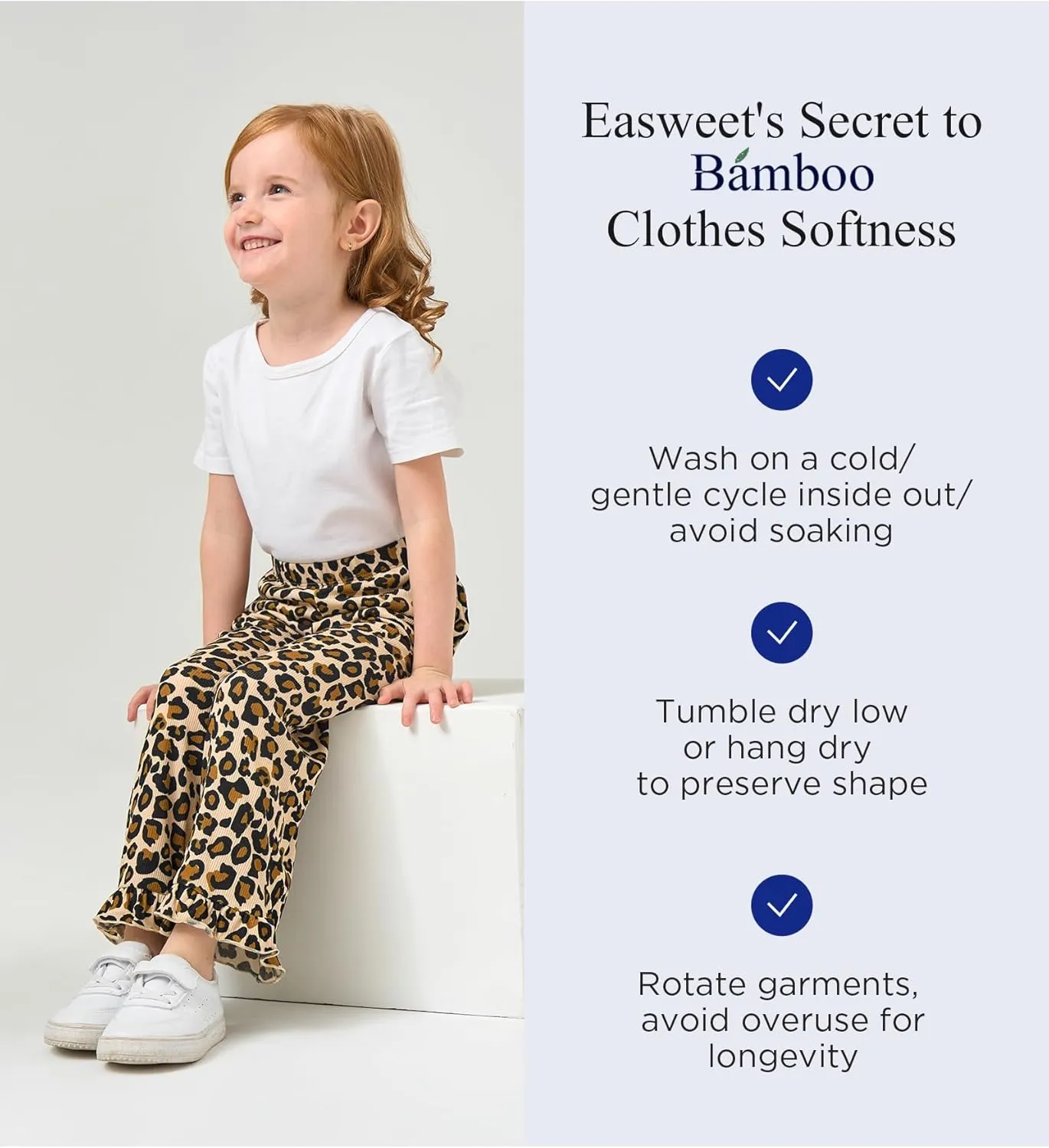 Toddler Girl Pants Soft Bamboo Viscose Casual Ruffle Wide Leg Trousers for Kids with Pockets