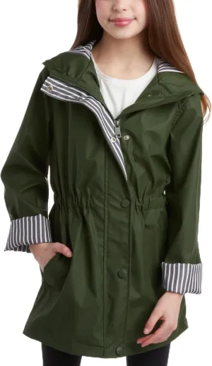 URBAN REPUBLIC Girls' Rain Jacket - Lightweight Waterproof Slicker Shell Hooded Raincoat for Travel, Hiking, and Golf (7-16)