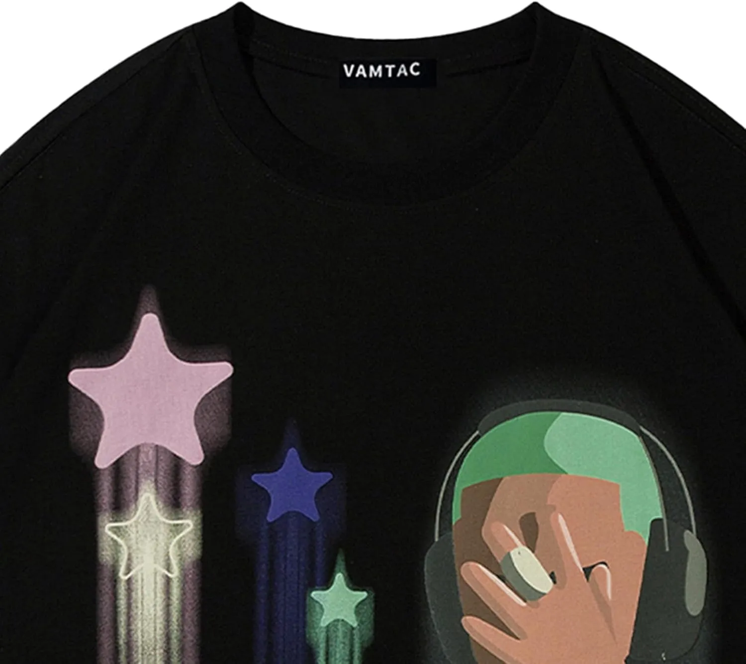 Vamtac Mens Graffiti Star Print Tee Oversized Y2k Graphic T Shirt Cause Soft Vintage Tops Trendy Outfits